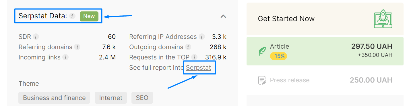 Serpstat metrics are available in Collaborator